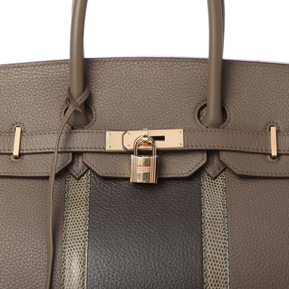 Hermes Taurillon Clemence Lizard Club Birkin 35 Etain Graphite 10 of 10