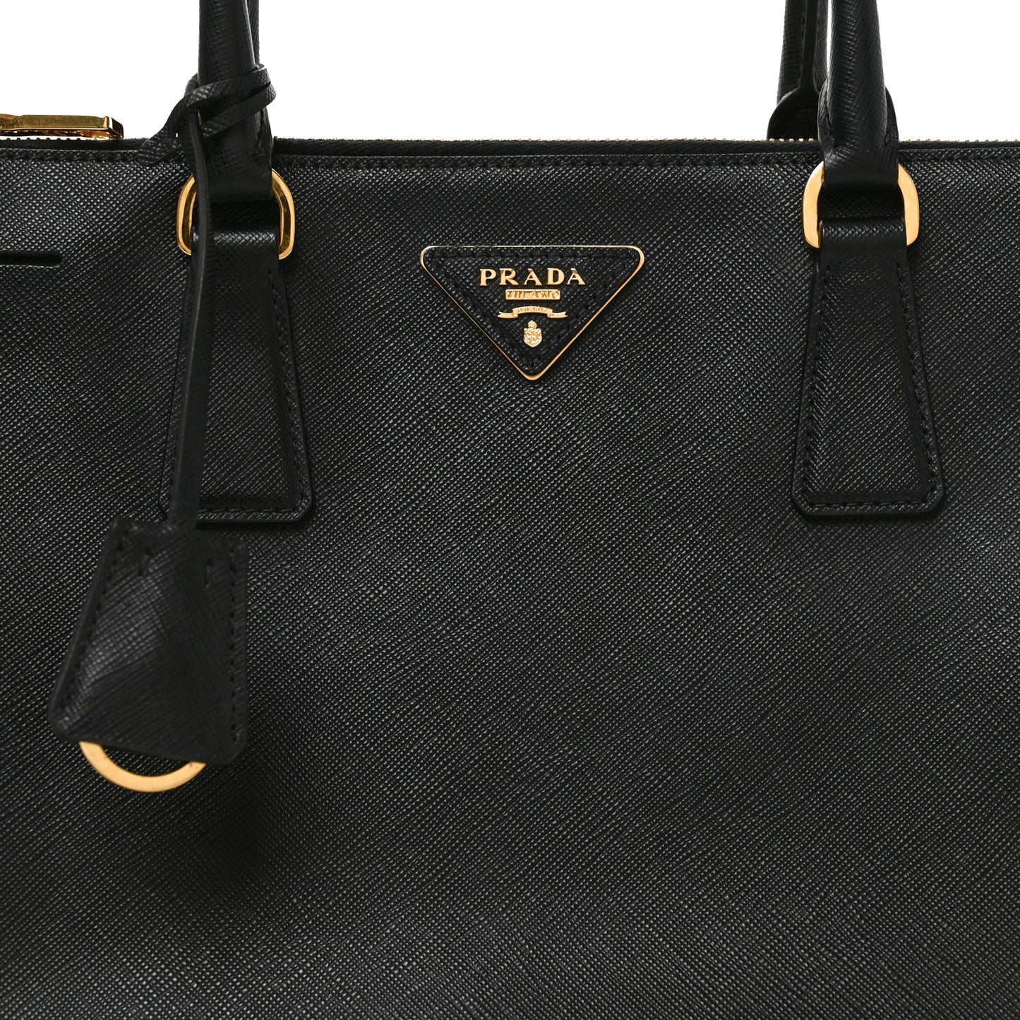 Saffiano Lux Medium Galleria Double Zip Tote Black