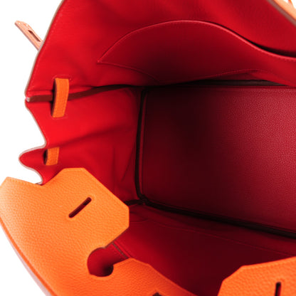 Hermes Togo Horseshoe Birkin 35 Orange Rouge Casaque 22 of 27