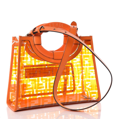 Fendi TPU FF Vitello Century Plexiglass Small Runaway Shopper Tote Aranciata 3 of 10