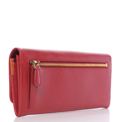 Prada Saffiano Metal Continental Flap Wallet Fuoco 2 of 6