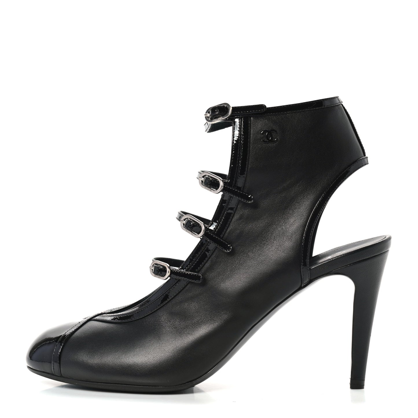 Patent Calfskin Lambskin Pumps 40 Black