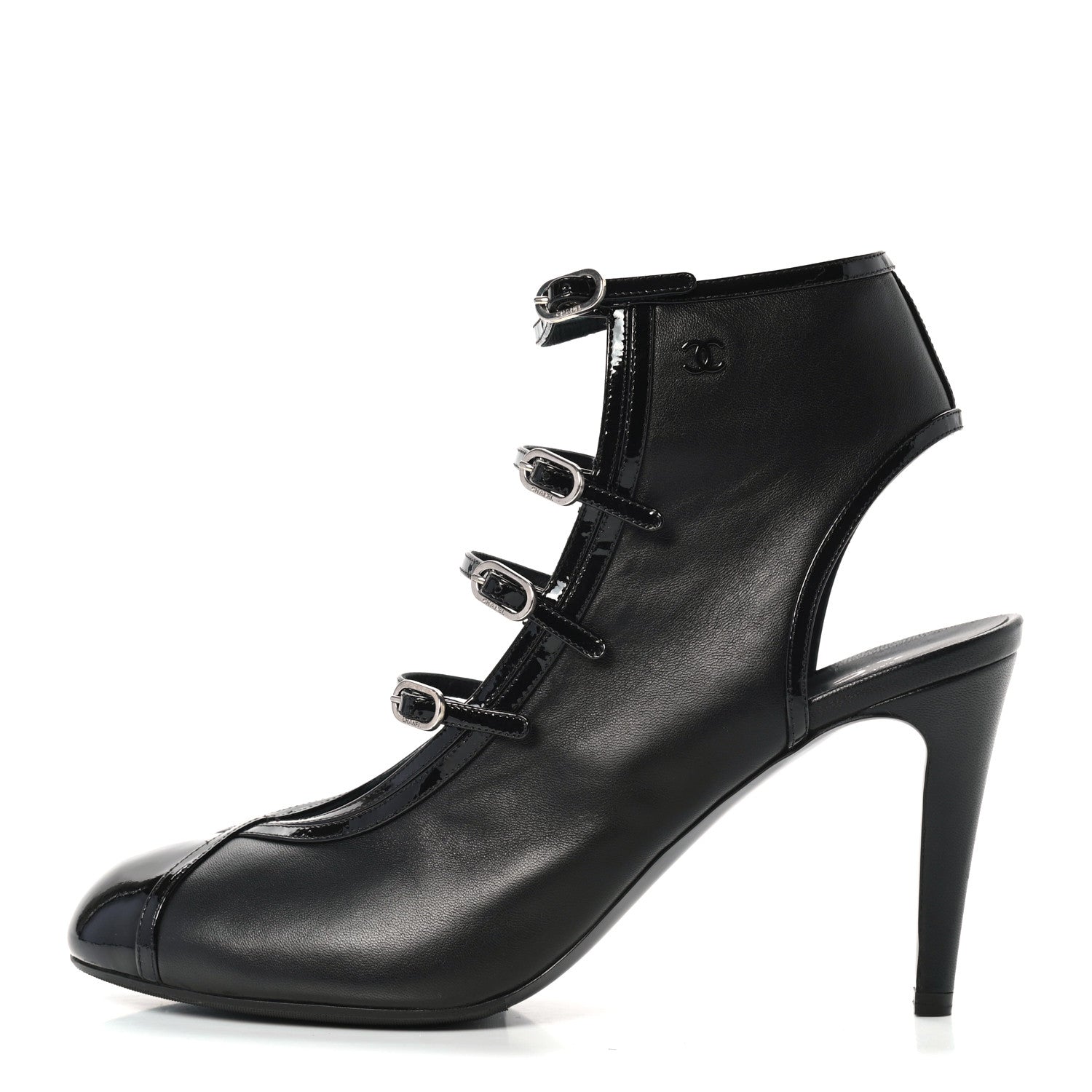 Chanel Patent Calfskin Lambskin Pumps 40 Black 1 of 8