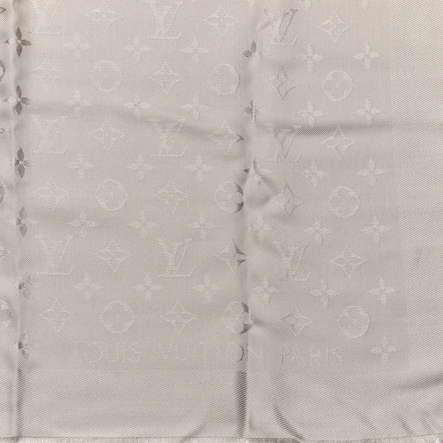 Silk Wool Monogram Shawl Greige