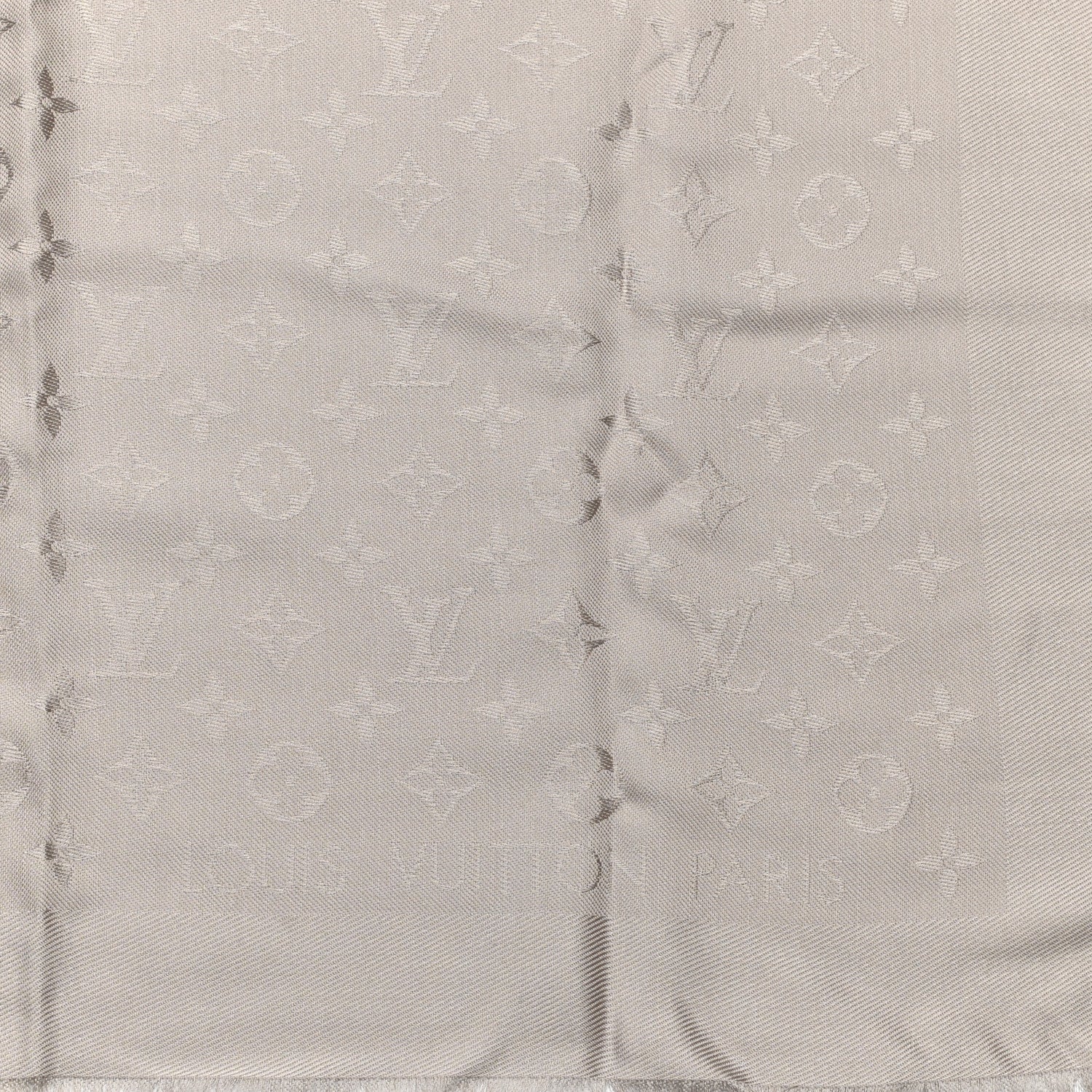 Louis Vuitton Silk Wool Monogram Shawl Greige 2 of 4