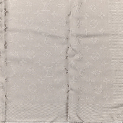 Louis Vuitton Silk Wool Monogram Shawl Greige 2 of 4