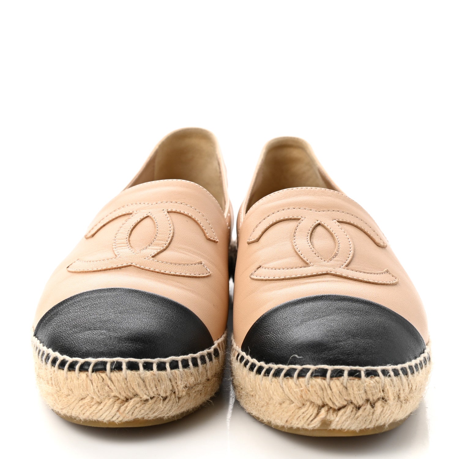 Chanel Lambskin CC Espadrilles 39 Beige Black 2 of 9