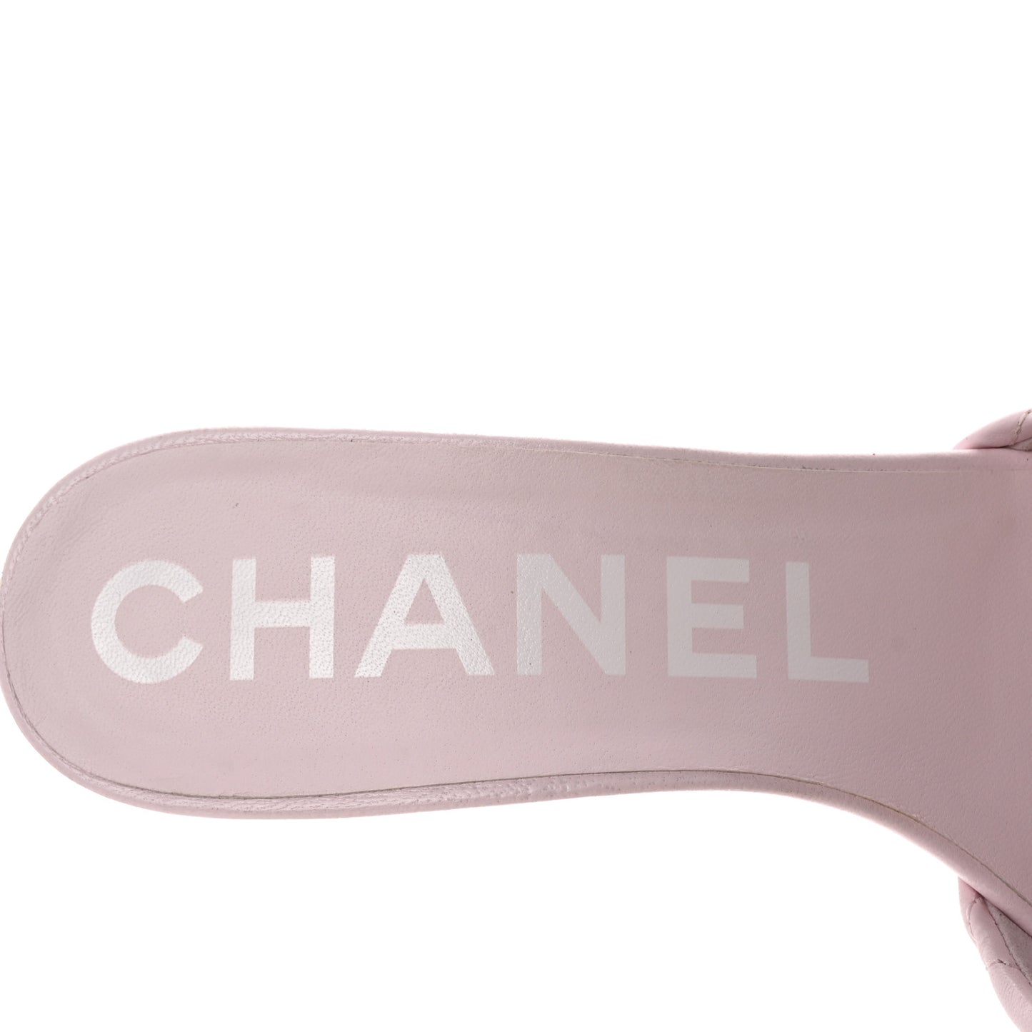Lambskin Quilted Textured CC Mules 39.5 Light Pink