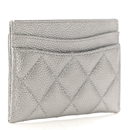 Chanel Metallic Caviar Quilted Card Holder Silver 3 of 11