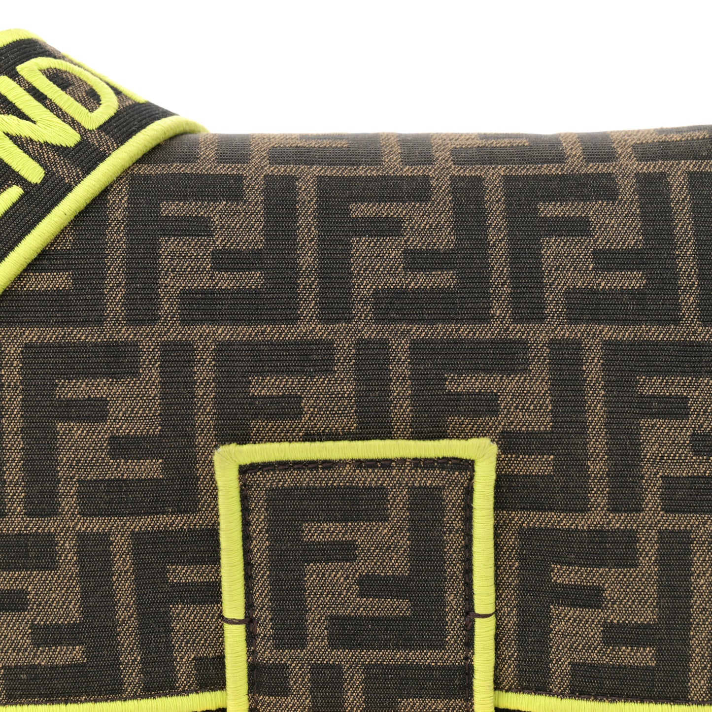 Fabric Jacquard FF 1974 Large Baguette Tobacco Moro Giallo Fluo