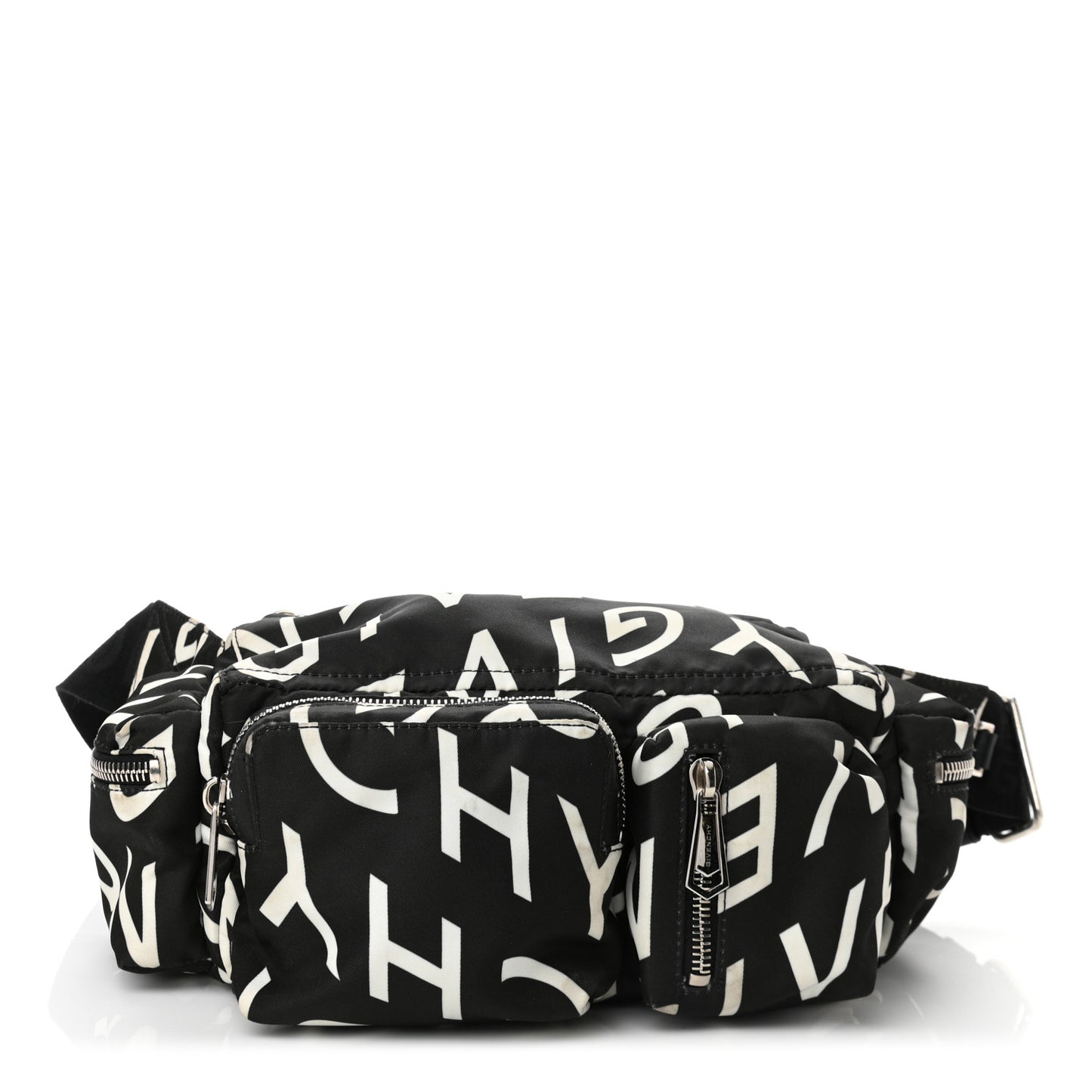 Nylon Allover Logo Belt Bag Black