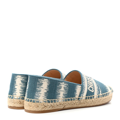 Christian Dior Cotton D-Stripes Embroidered Granville 15mm Espadrilles 37.5 Deep Ocean 4 of 8