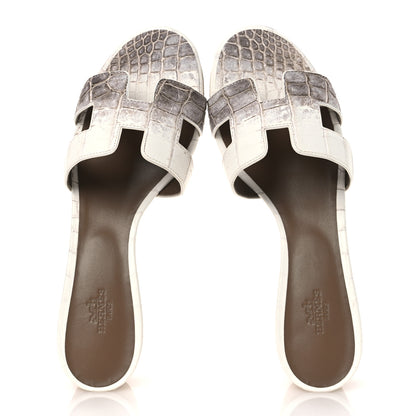 Hermes Matte Niloticus Crocodile Himalaya Oasis Sandals 40 White 2 of 11