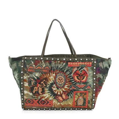 Valentino Garavani Canvas Tie Dye Beaded Rockstud Rolling Tote Bag Multicolor 1 of 9