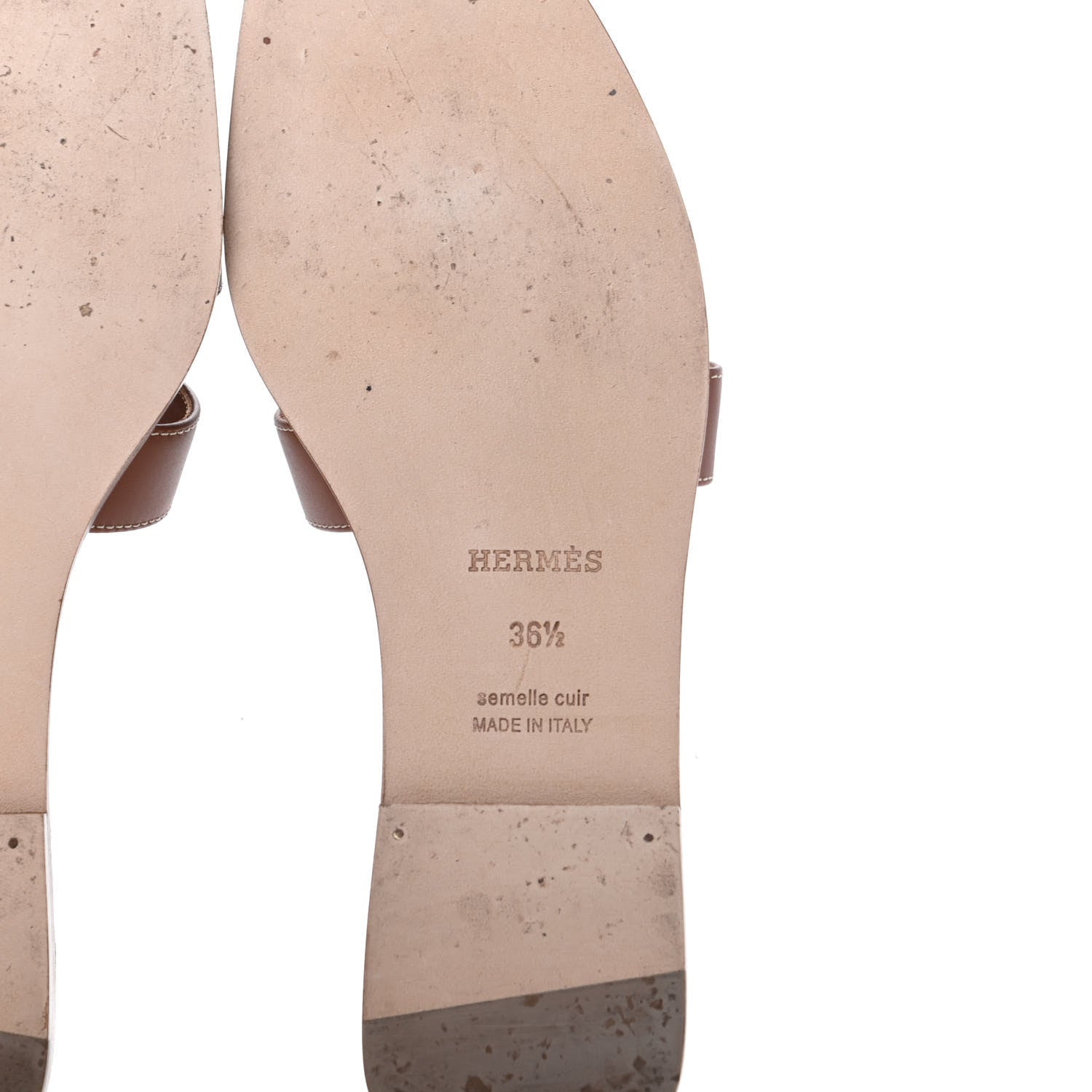 Hermes Box Calfskin Oran Sandals 36.5 Gold 6 of 7