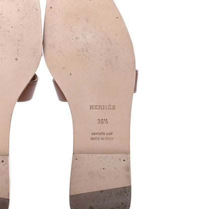 Hermes Box Calfskin Oran Sandals 36.5 Gold 6 of 7