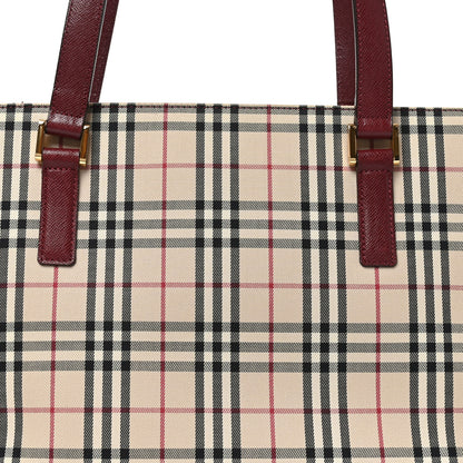 Burberry Canvas House Check Small Tote Red 7 of 9