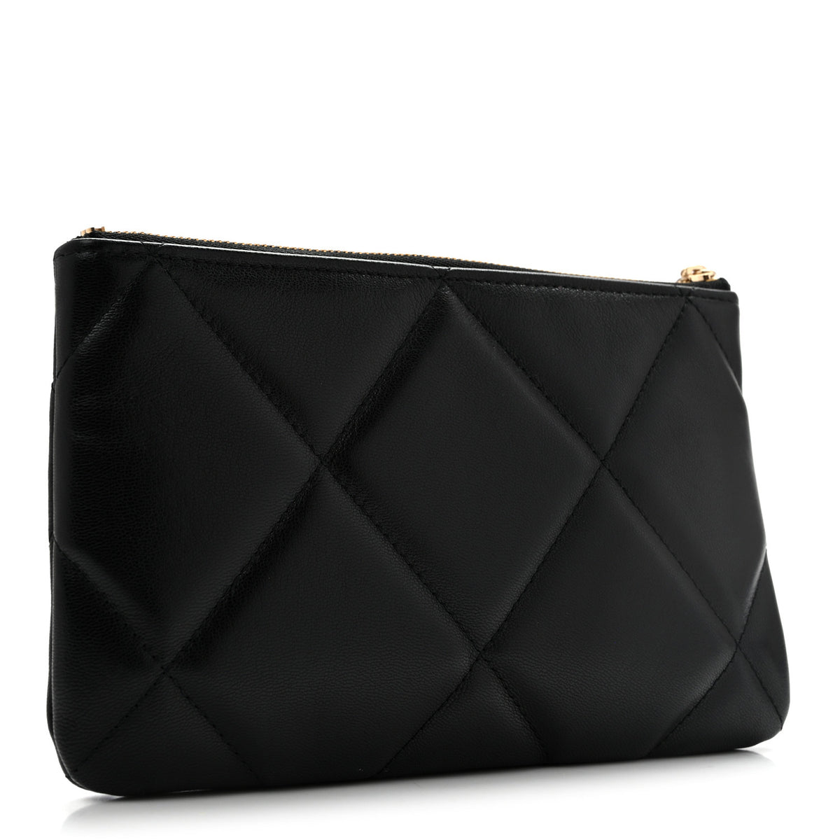 Goatskin Quilted Small Chanel 19 Cosmetic Case Black