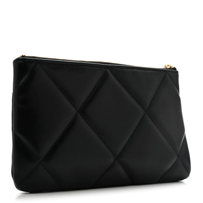 Chanel Goatskin Quilted Small Chanel 19 Cosmetic Case Black 3 of 8