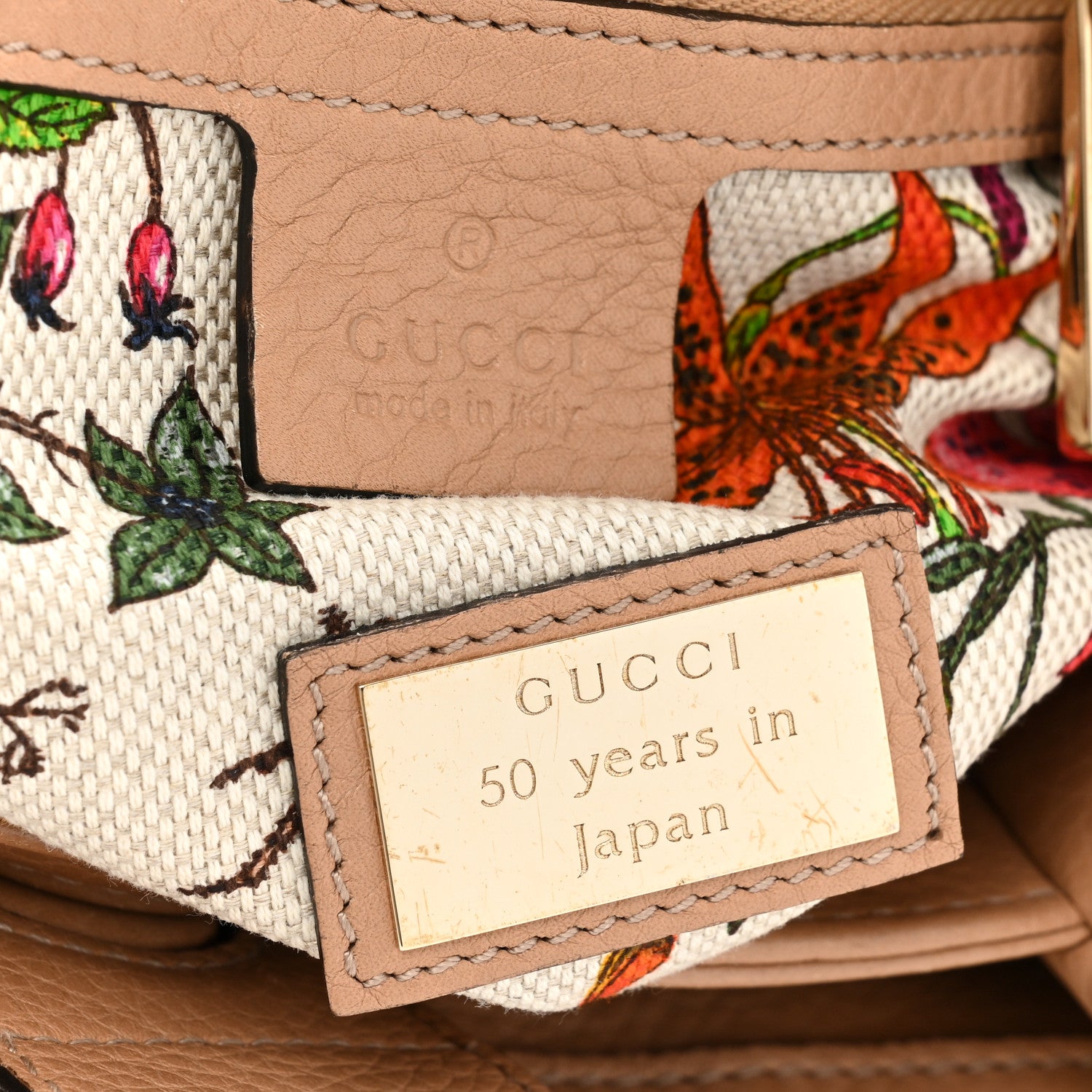 Gucci Calfskin Small Bamboo Shopper Tote Camelia 7 of 18