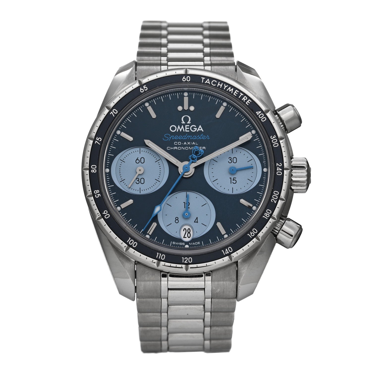 Omega Stainless Steel 38mm Speedmaster Chronograph Automatic Watch Blue 324.30.38.50.03 1 of 5