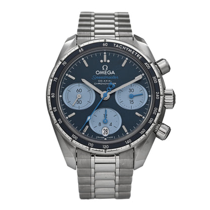 Omega Stainless Steel 38mm Speedmaster Chronograph Automatic Watch Blue 324.30.38.50.03 1 of 5