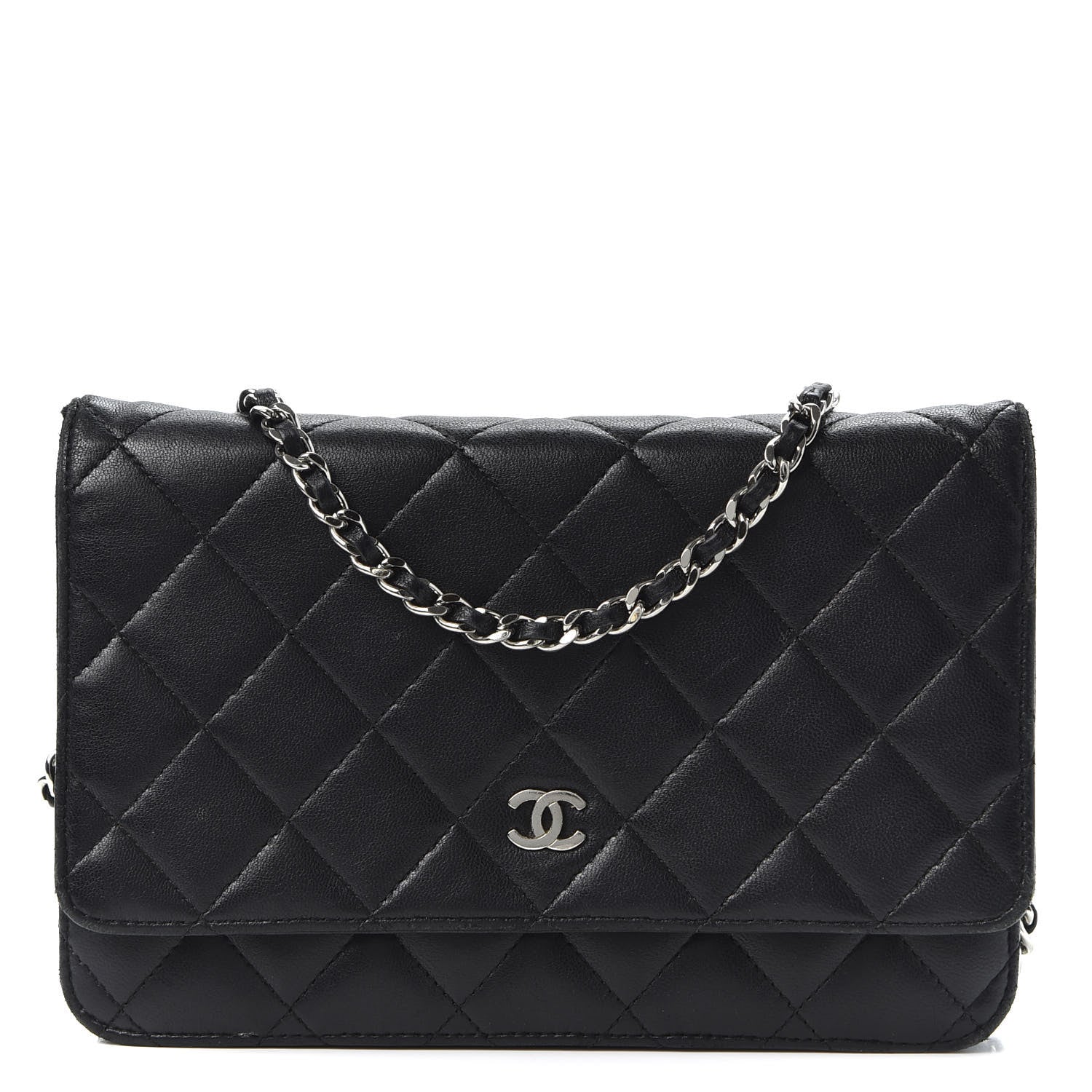 Chanel Lambskin Quilted Wallet On Chain WOC Black 1 of 10
