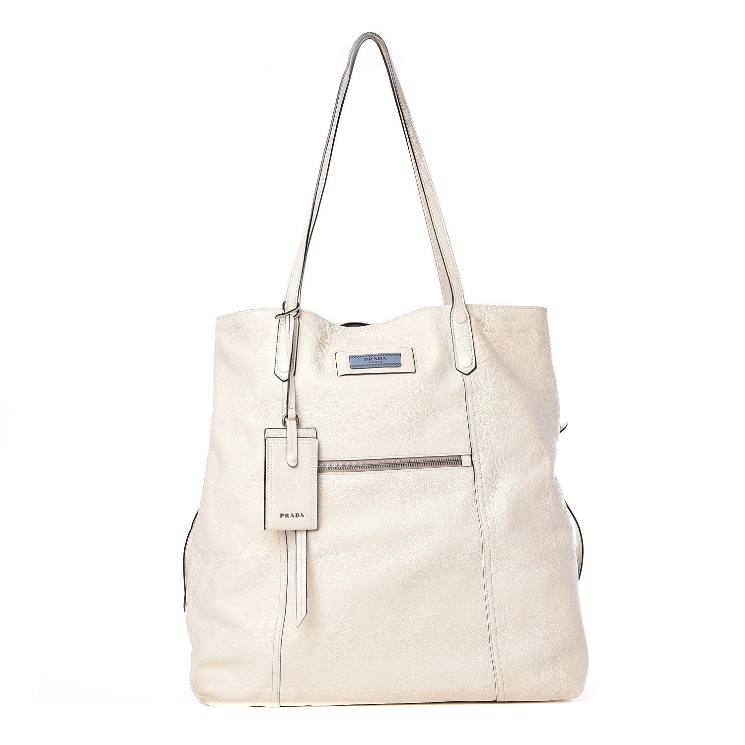 Prada Glace Calf Etiquette Shoulder Tote Bianco Astra 1 of 16