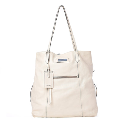 Prada Glace Calf Etiquette Shoulder Tote Bianco Astra 1 of 16