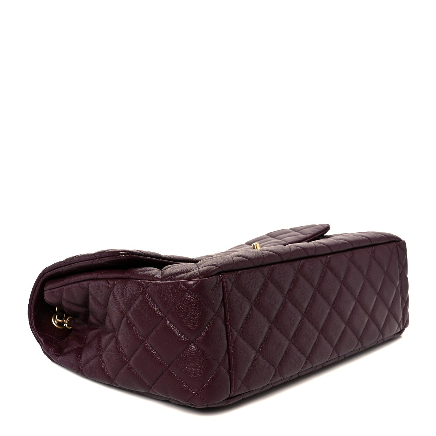 Grained Calfskin Quilted XXL Travel Flap Bag Burgundy