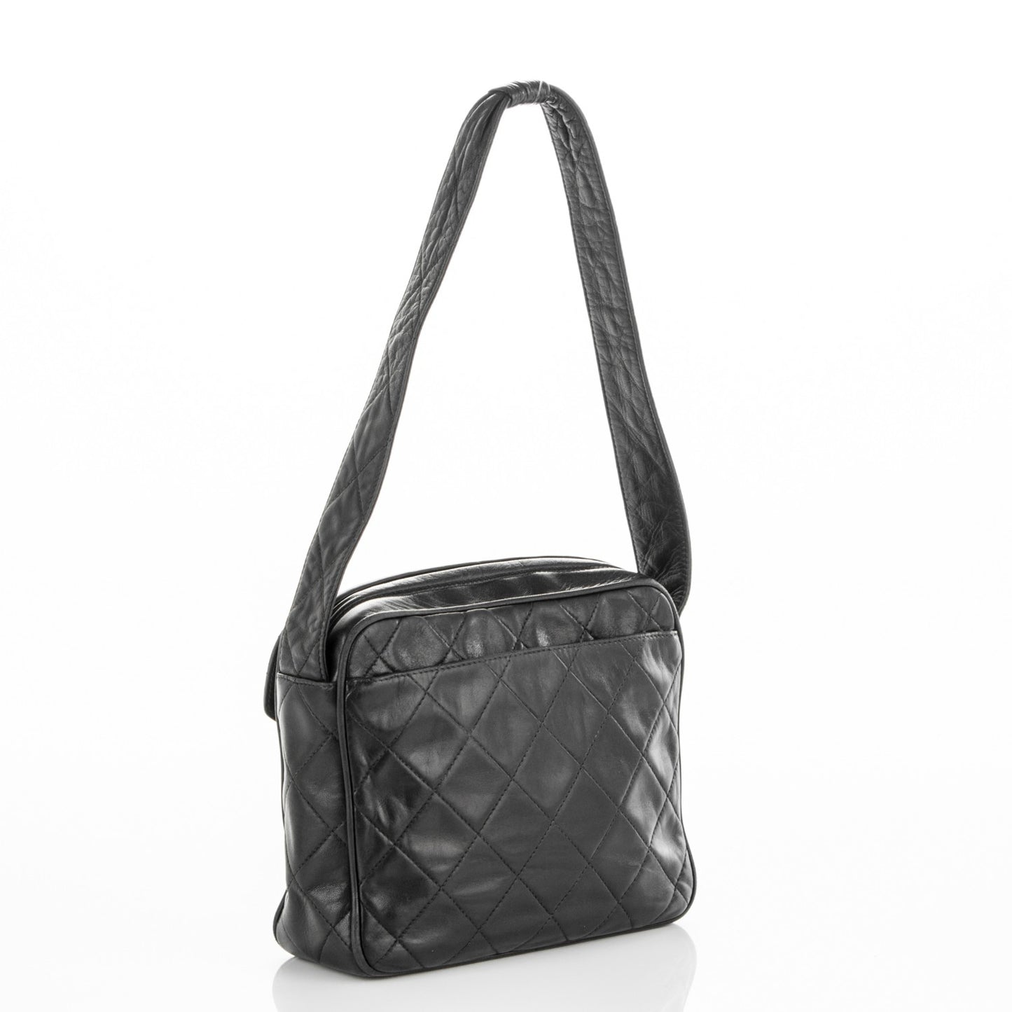 Lambskin Quilted Shoulder Bag Black