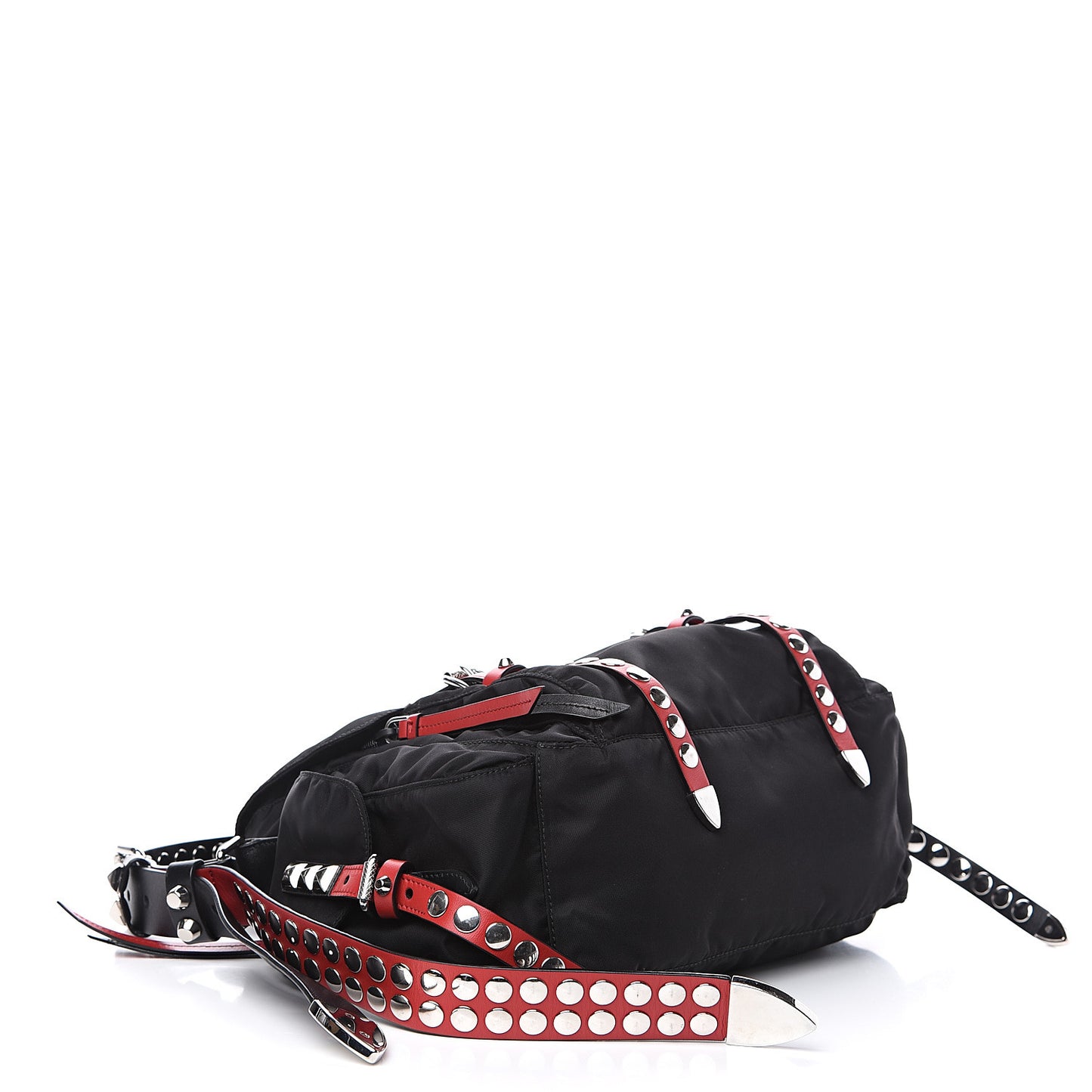 Nylon New Vela Studded Messenger Black Fuoco
