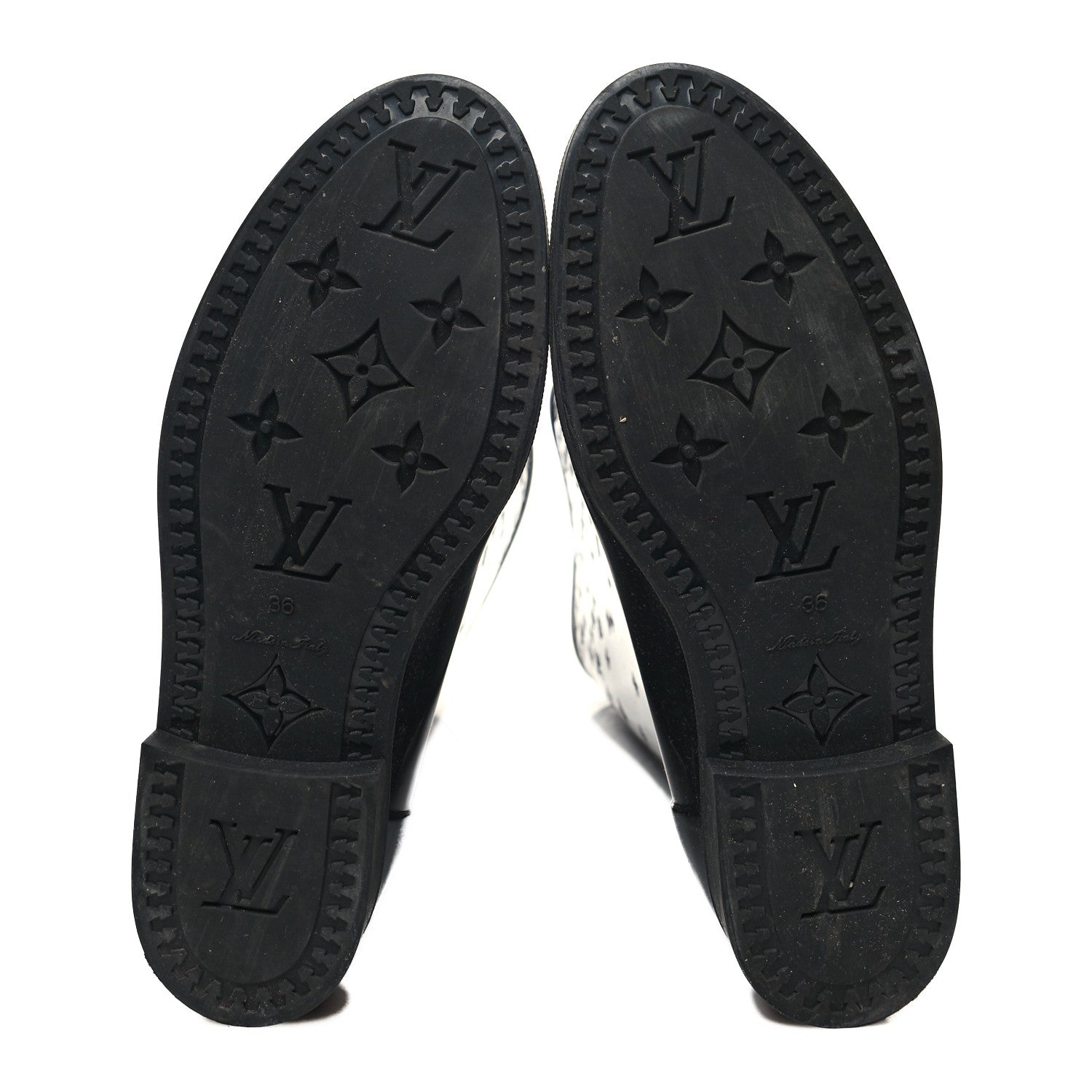 Louis Vuitton Rubber Embossed Monogram Drops High Rain Boots 36 Black 5 of 7