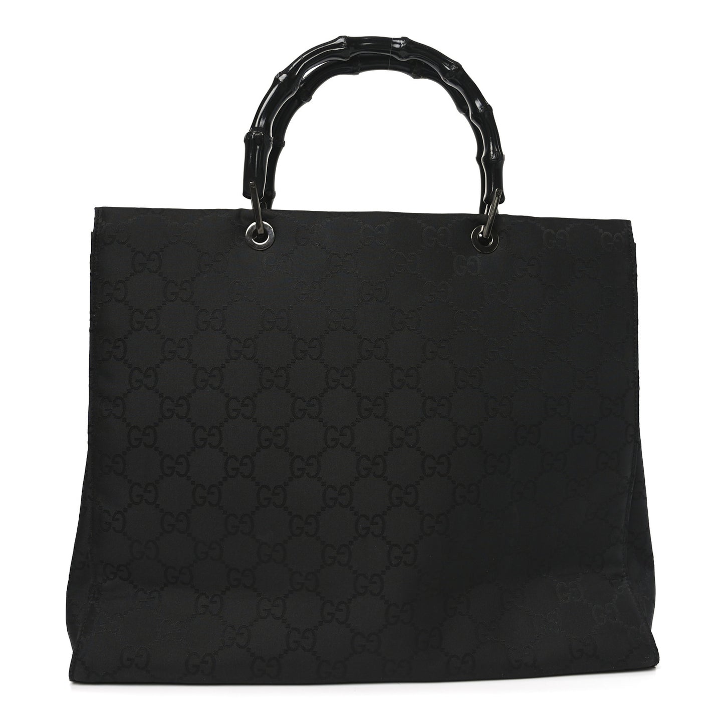 Nylon Monogram Large Bamboo Shopper Tote Black