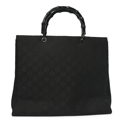 Gucci Nylon Monogram Large Bamboo Shopper Tote Black 1 of 20
