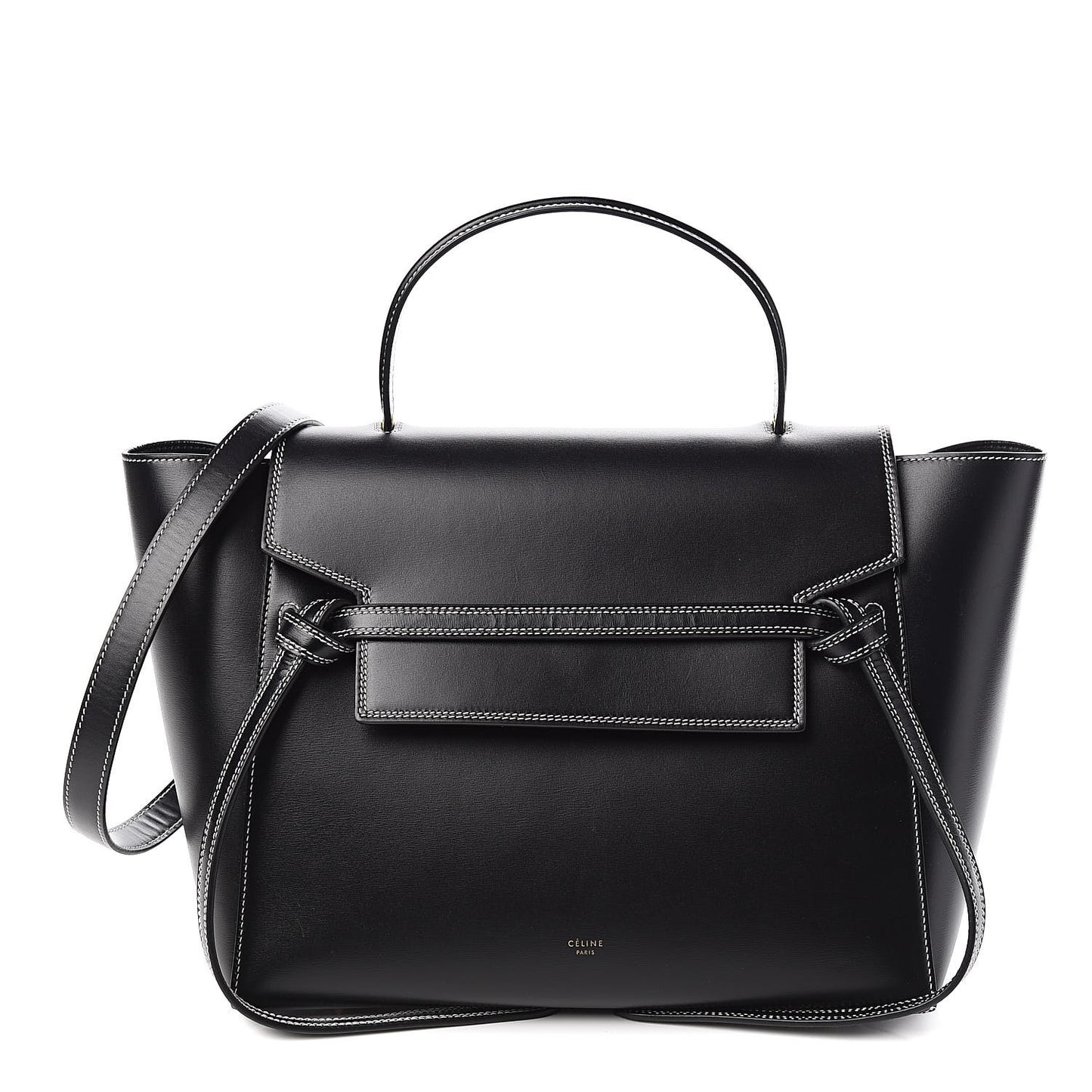 Smooth Calfskin Double Stitching Mini Belt Bag Black