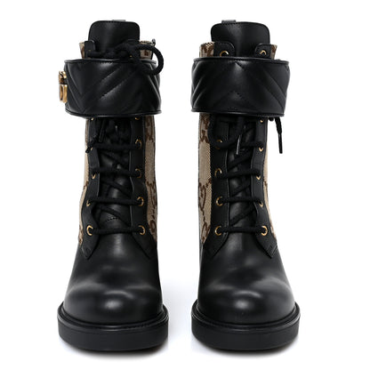 Gucci Flores Calfskin Monogram Maxi GG Nappa Matelasse Double G Ankle Boots 39.5 Black Camel Ebony 3 of 10