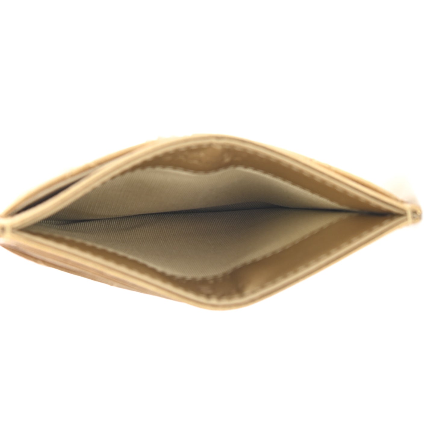 Aged Metallic Calfskin Pearl CC Quilted Card Holder Gold