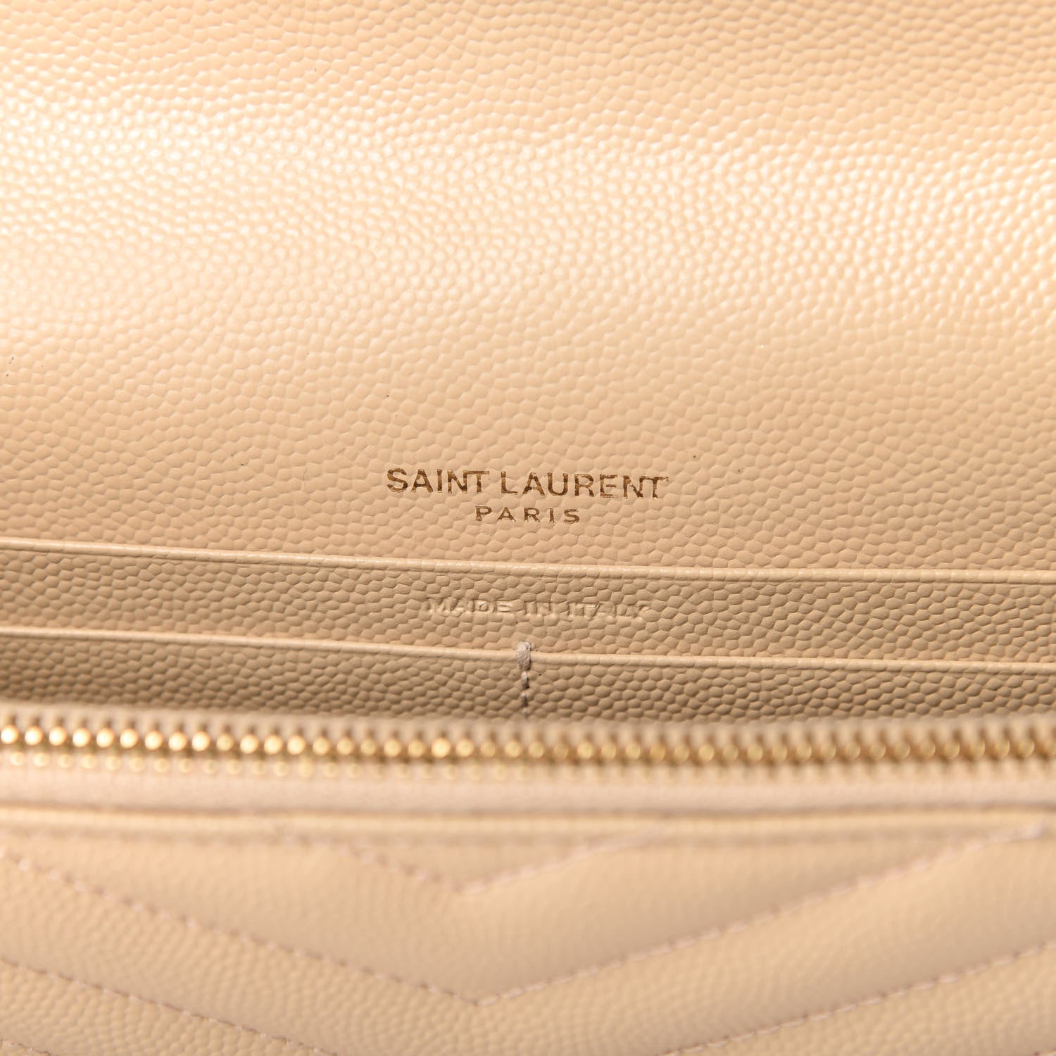 Saint Laurent Grain De Poudre Matelasse Chevron Monogram Envelope Chain Wallet Nude Powder 8 of 10