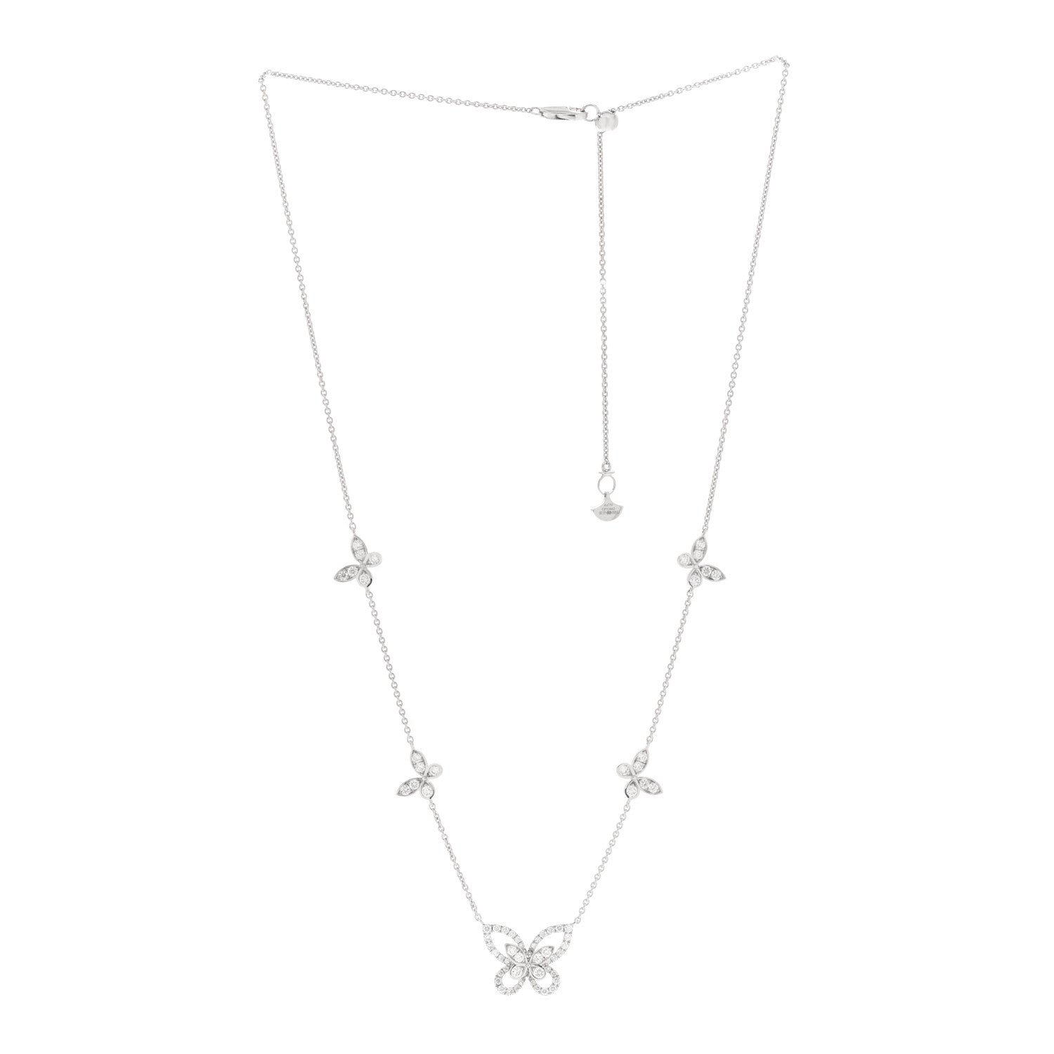 Graff 18K White Gold Diamond Multi Butterfly Silhouette Pendant Necklace 3 of 8