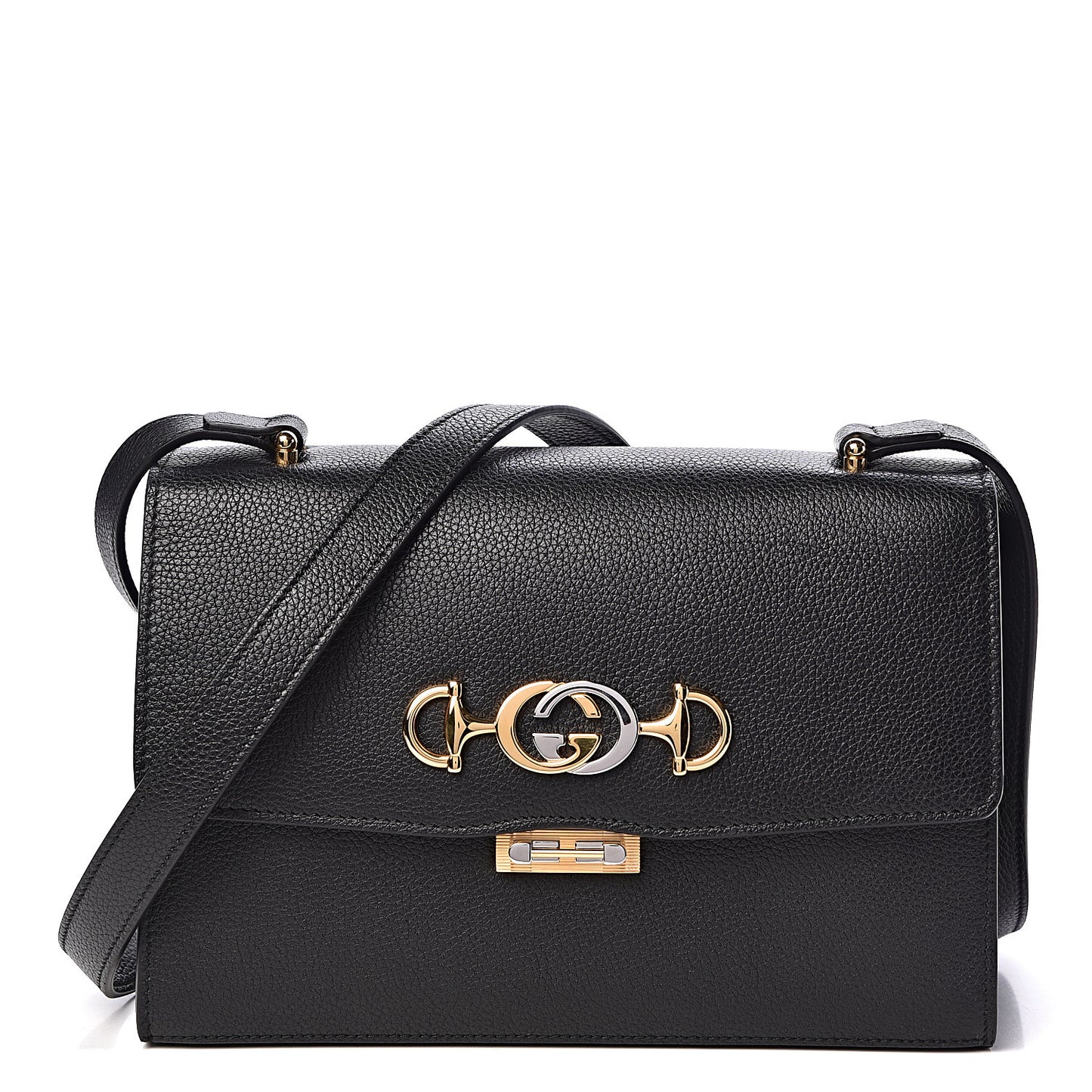 Grainy Calfskin Small Zumi Shoulder Bag Black