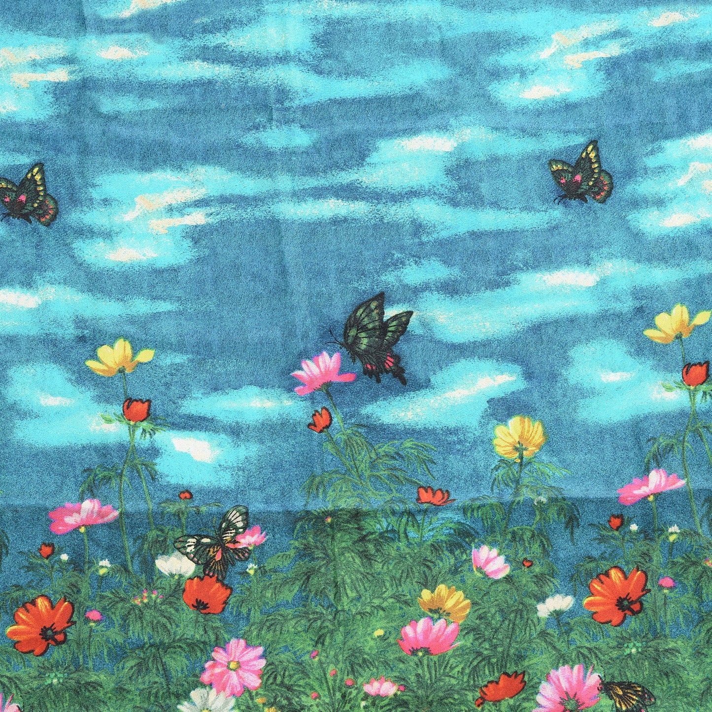 Modal Silk Cashmere Vita Garden Scarf Turquoise Blue