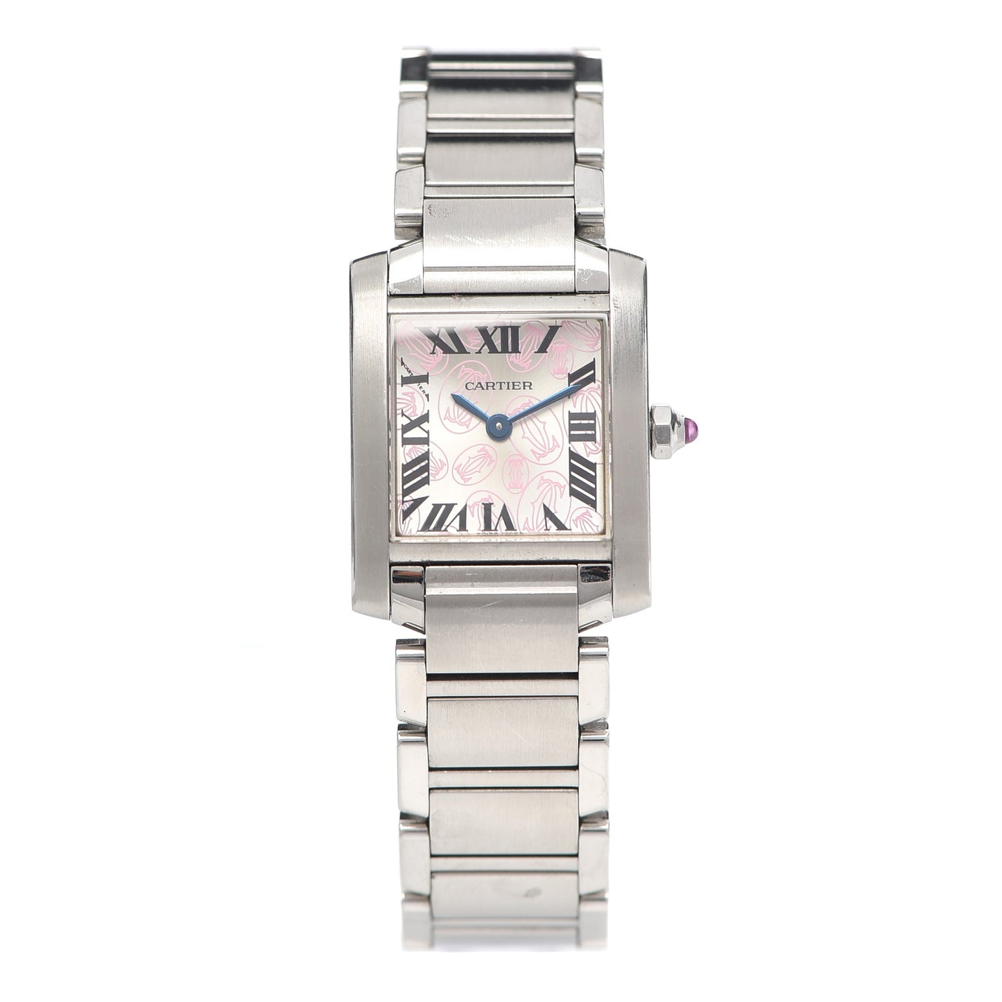 Stainless Steel 20mm Tank Francaise Quartz Watch Pink