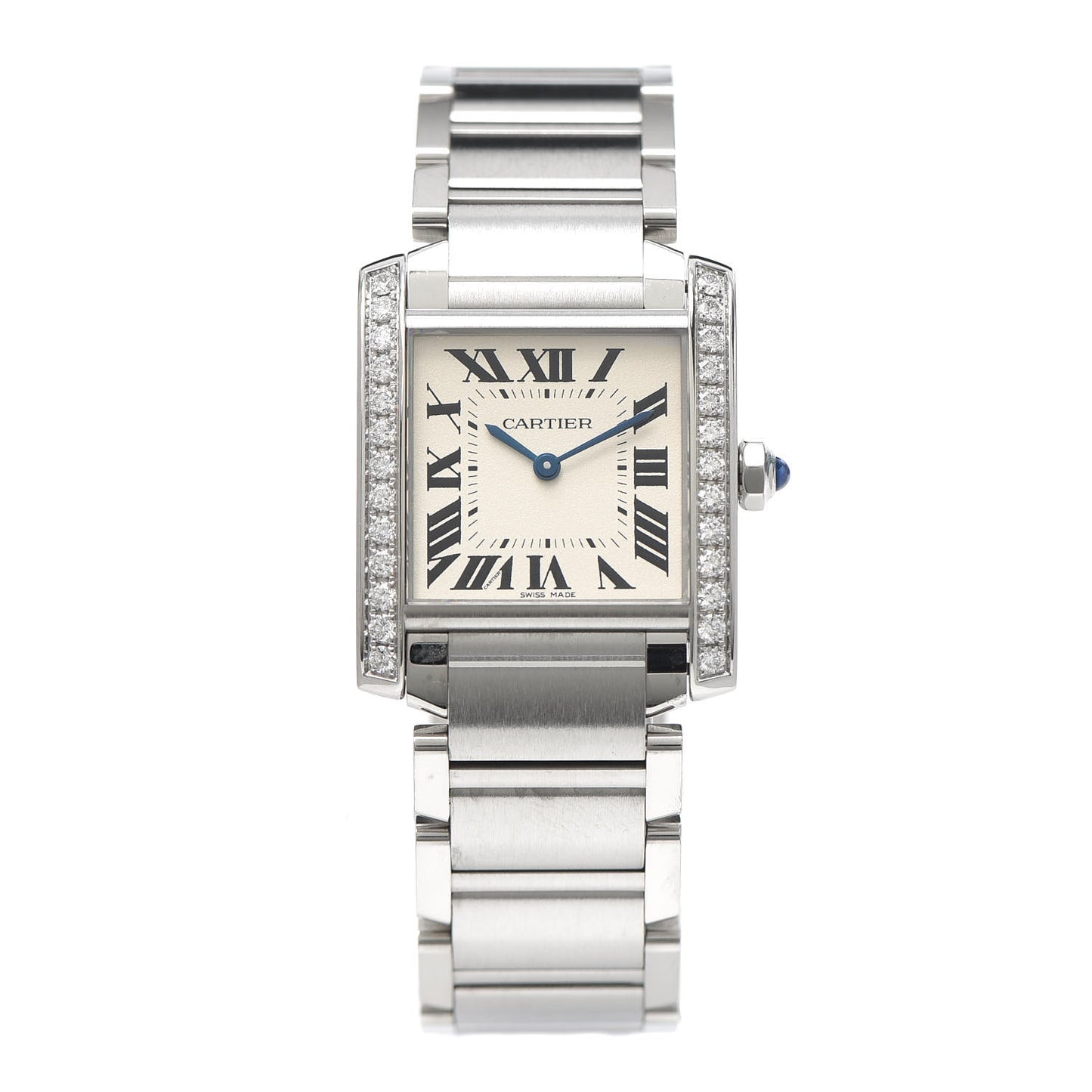 Stainless Steel Diamond Bezel 25mm Tank Francaise Quartz Watch
