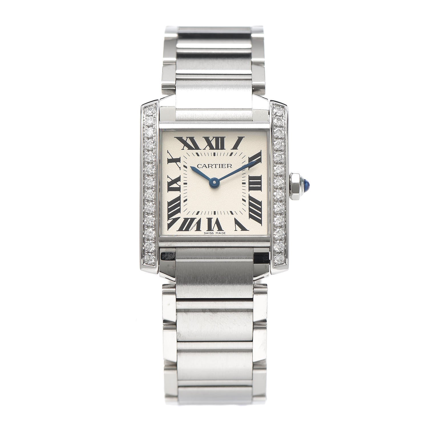 Cartier Stainless Steel Diamond Bezel 25mm Tank Francaise Quartz Watch 1 of 6
