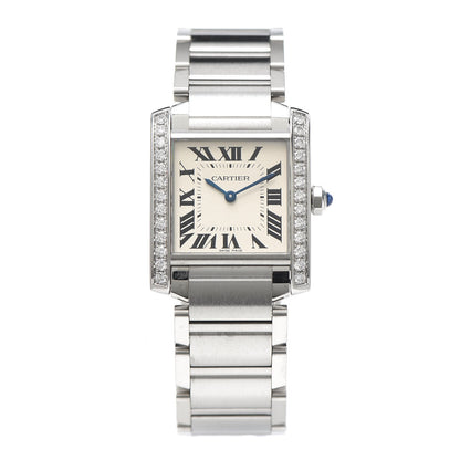 Cartier Stainless Steel Diamond Bezel 25mm Tank Francaise Quartz Watch 1 of 6