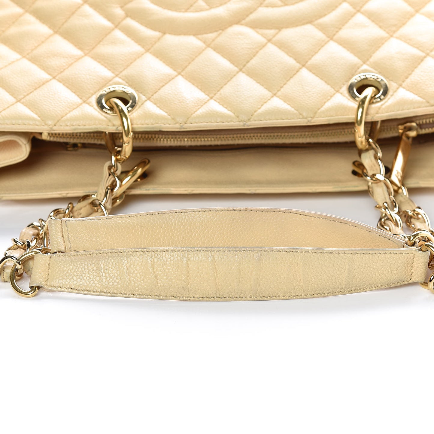Caviar Quilted Grand Shopping Tote GST Beige