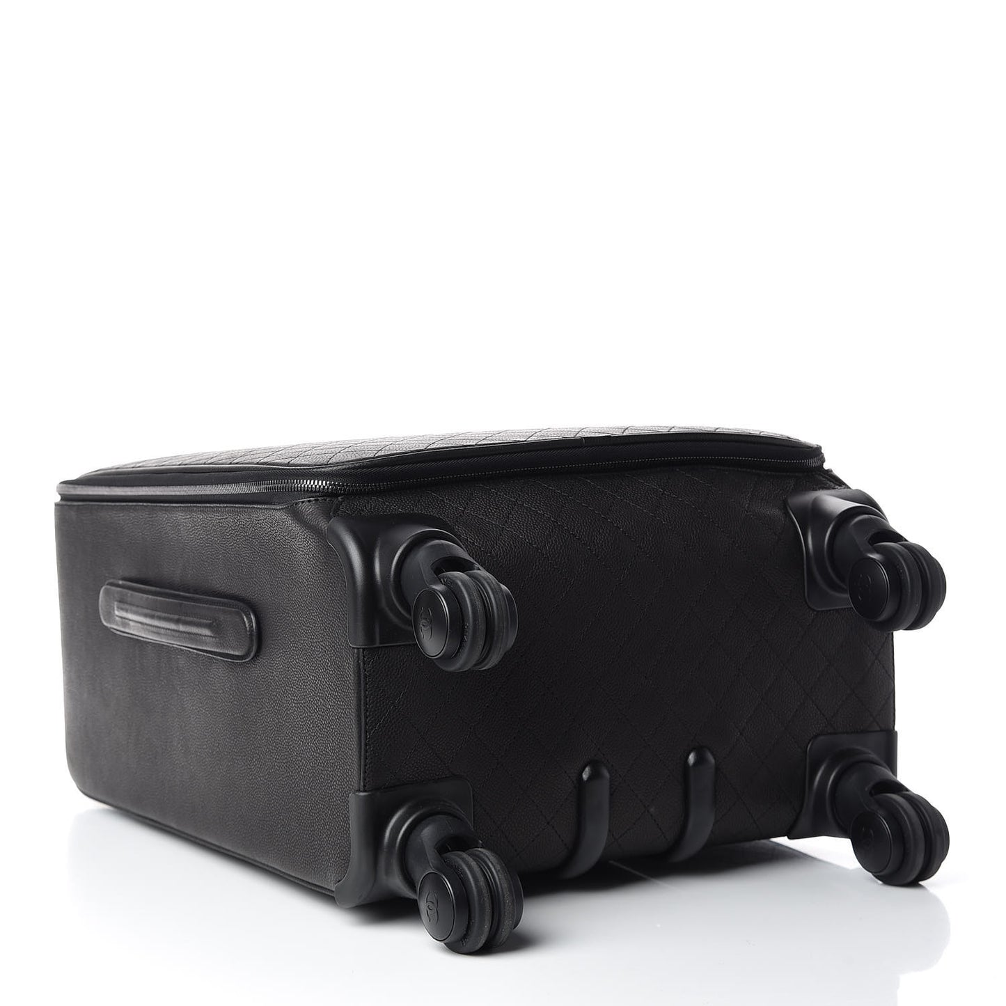 Caviar Stitched Trolley Rolling Luggage Black