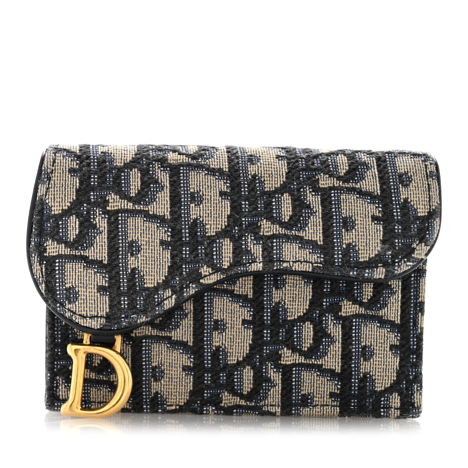 Christian Dior Oblique Saddle Card Holder Blue 8 of 9