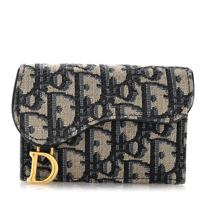 Christian Dior Oblique Saddle Card Holder Blue 8 of 9